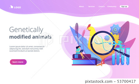 Genetically modified animals concept landing page. Genetically modified animals concept landing page. 53700417