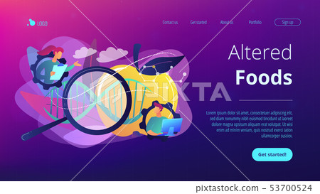 Genetically modified foods concept landing page. Genetically modified foods concept landing page. 53700524