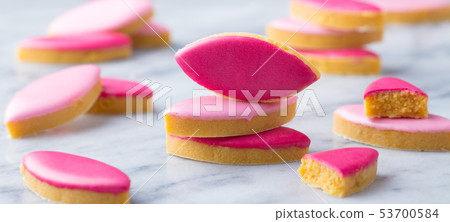 Calissons Provence on marble table background. Traditional French sweets. Close up. Calissons Provence on marble table background. Traditional French sweets. Close up. 53700584