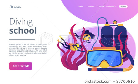 Diving school concept landing page. 53700610