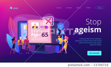 Ageism Social Problem Concept Landing Page - Stock Illustration ...