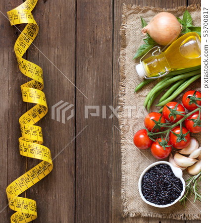Black organic rice, olive oil, vegetables and Black organic rice, olive oil, vegetables and 53700817