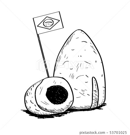Pastei de queijo with a flag of Brazil - Outline 53701025