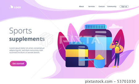 Sports nutrition concept landing page. Sports nutrition concept landing page. 53701030