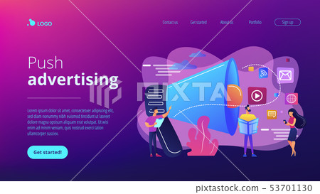 Push advertising concept landing page. Push advertising concept landing page. 53701130