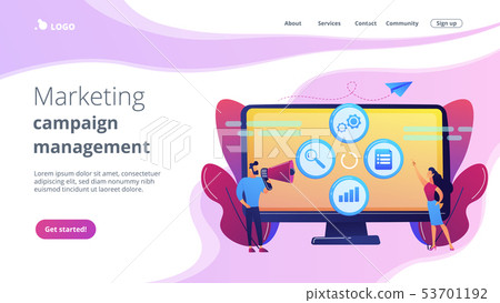 Marketing campaign management concept landing page. 53701192