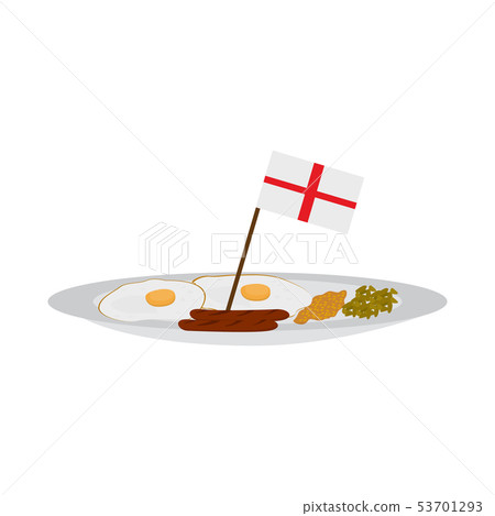 Tratidional english breakfast with a flag Tratidional english breakfast with a flag 53701293