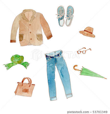 Casual clothes set watercolor Casual clothes set watercolor 53701349