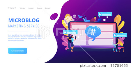 Microblog platform concept landing page. 53701663