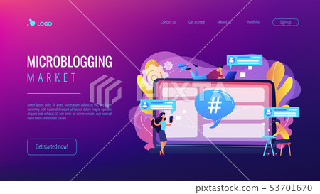 Microblog platform concept landing page. Microblog platform concept landing page. 53701670