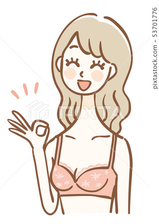 Woman in lingerie Upper body OK sign 53701776
