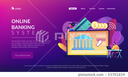 Open banking platform concept landing page. Open banking platform concept landing page. 53701834