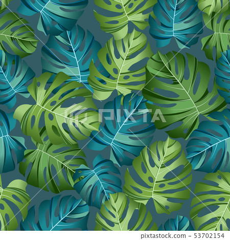 Seamless pattern with tropical leaves 53702154