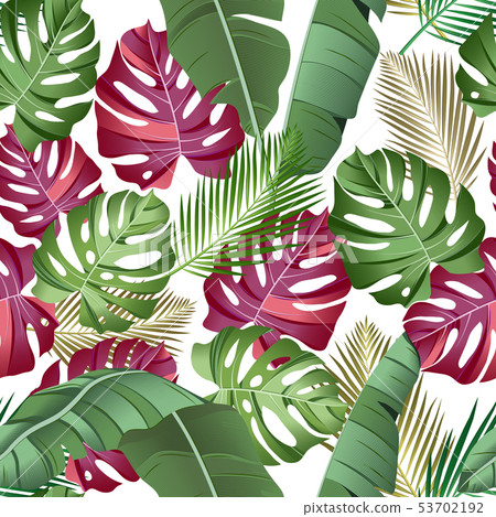 Seamless pattern with tropical leaves Seamless pattern with tropical leaves 53702192