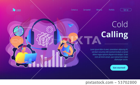 Cold calling concept landing page. Cold calling concept landing page. 53702800