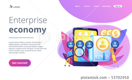 Mobile expense management concept landing page. 53702958