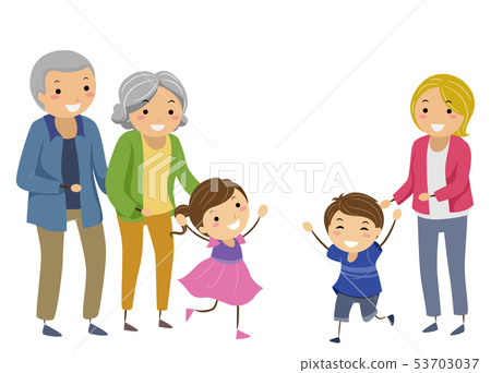 Stickman Kids Foster Siblings Reunite Illustration 53703037