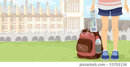 Girl Half Body Explorer Map Illustration Girl Half Body Explorer Map Illustration 53703136