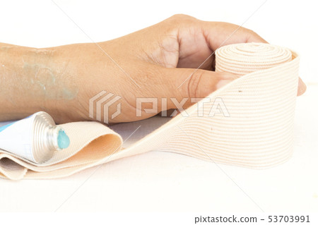 topical medication with roll bandage with wrist topical medication with roll bandage with wrist 53703991