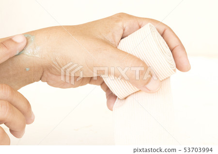 topical medication with roll bandage with wrist  53703994