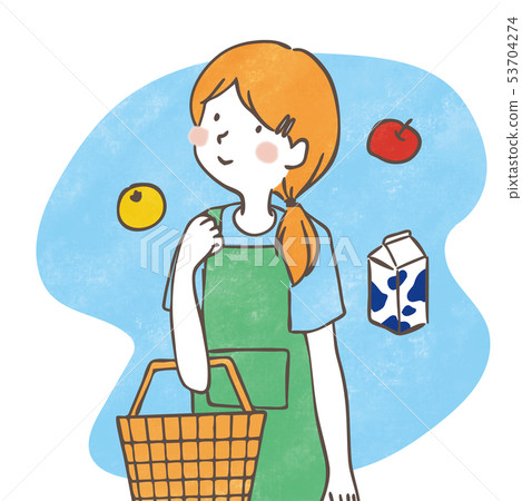 主婦購物手寫的插圖 53704274