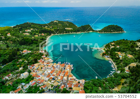 Beautiful turquoise bay in Lakka. Paxos. Ionian islands of Greece 53704552