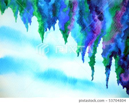 abstract cliff cave sky watercolor painting design 53704804