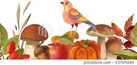 Watercolor Autumn (fall) seamless borde Watercolor Autumn (fall) seamless borde 53704889