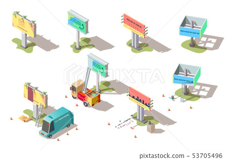 Isometric billboards, advertising street banners 53705496