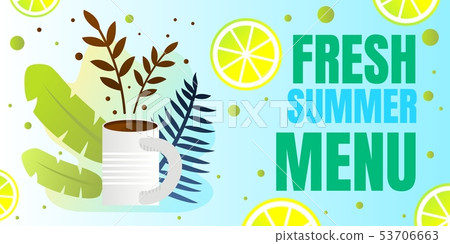 Flat Banner Layout is Written Fresh Summer Menu. 53706663