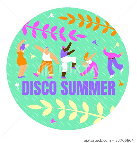 Poster with Inscription Disco Summer Cartoon. 53706664