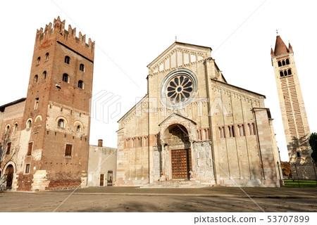 Basilica of San Zeno isolated on white - Verona Basilica of San Zeno isolated on white - Verona 53707899