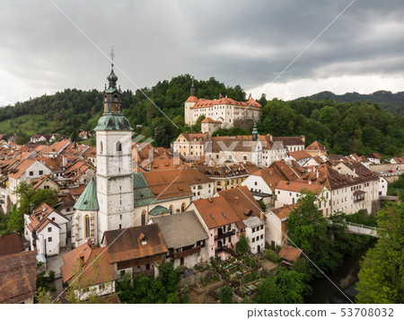 Medieval Castle in old town of Skofja Loka, Slovenia 53708032