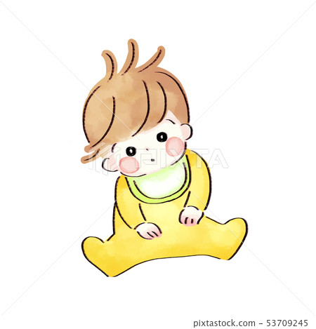 寶貝,舀脖子的水彩風格 寶貝,舀脖子的水彩風格 53709245