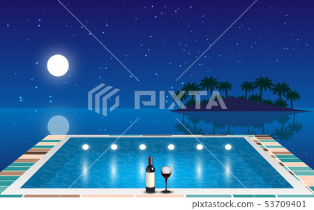 landscape of swimming pool on the beach landscape of swimming pool on the beach 53709401