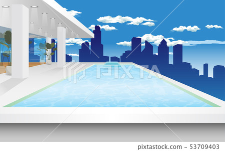 view of swimming pool on the building in the city view of swimming pool on the building in the city 53709403