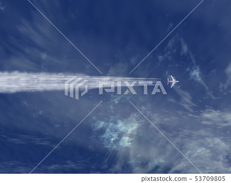 Landscape 080 with sky and contrail 53709805