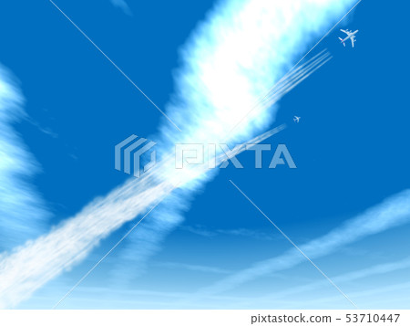 Landscape 138 with sky and contrail 53710447