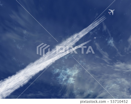 Landscape 141 with sky and contrail Landscape 141 with sky and contrail 53710452