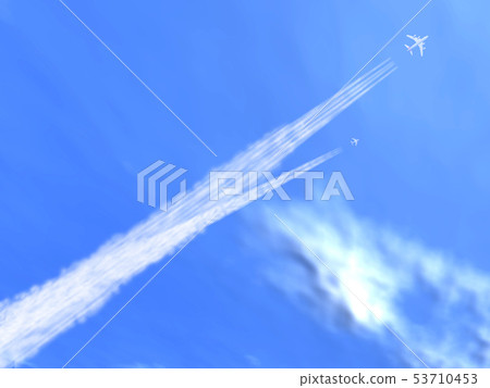 Landscape 142 with sky and contrail Landscape 142 with sky and contrail 53710453