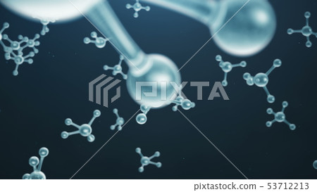 3D rendering molecule structure. Scientific medical background with atoms and molecules. Blue 53712213