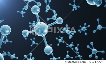 3D rendering molecule structure. Scientific medical background with atoms and molecules. Blue 53712225