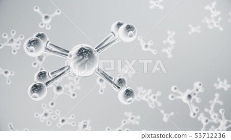 3D rendering molecule structure. Scientific medical background with atoms and molecules. Grey 53712236