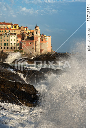 Big waves Mediterranean sea - Tellaro Italy 53712554