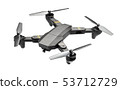 Dron helicopter with a camera. Quadcopter isolated on white background. 53712729