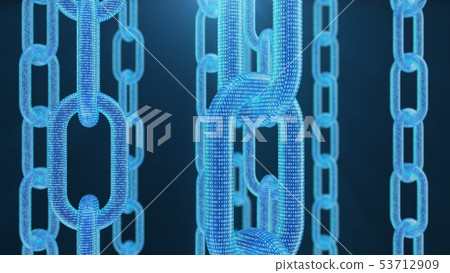 3D rendering digital blockchain code. Chain... - Stock Illustration ...