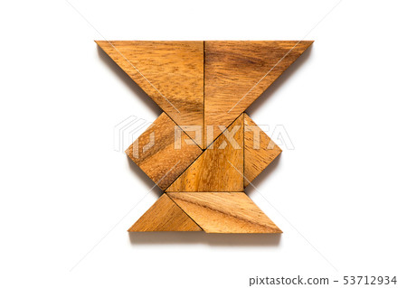 Wood tangram in vase shape on white background Wood tangram in vase shape on white background 53712934