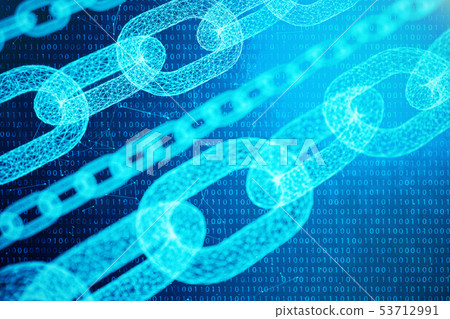 Block chain concept, digital block chain... - Stock Illustration ...