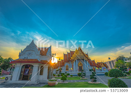 sunset at wat Benchamabophit in Bangkok sunset at wat Benchamabophit in Bangkok 53713009
