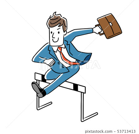 A businessman who jumps over the hurdle - Stock Illustration [53713413 ...